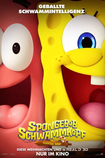Poster für den Film 'SpongeBob Schwammkopf: Piraten Ahoy!' mit SpongeBob und Patrick, die fröhlich nebeneinander stehen.